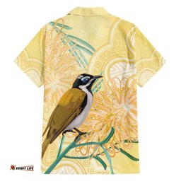Australia Grevillea And Honeyeaters Hawaiian Shirt Aboriginal Art Watercolor Style