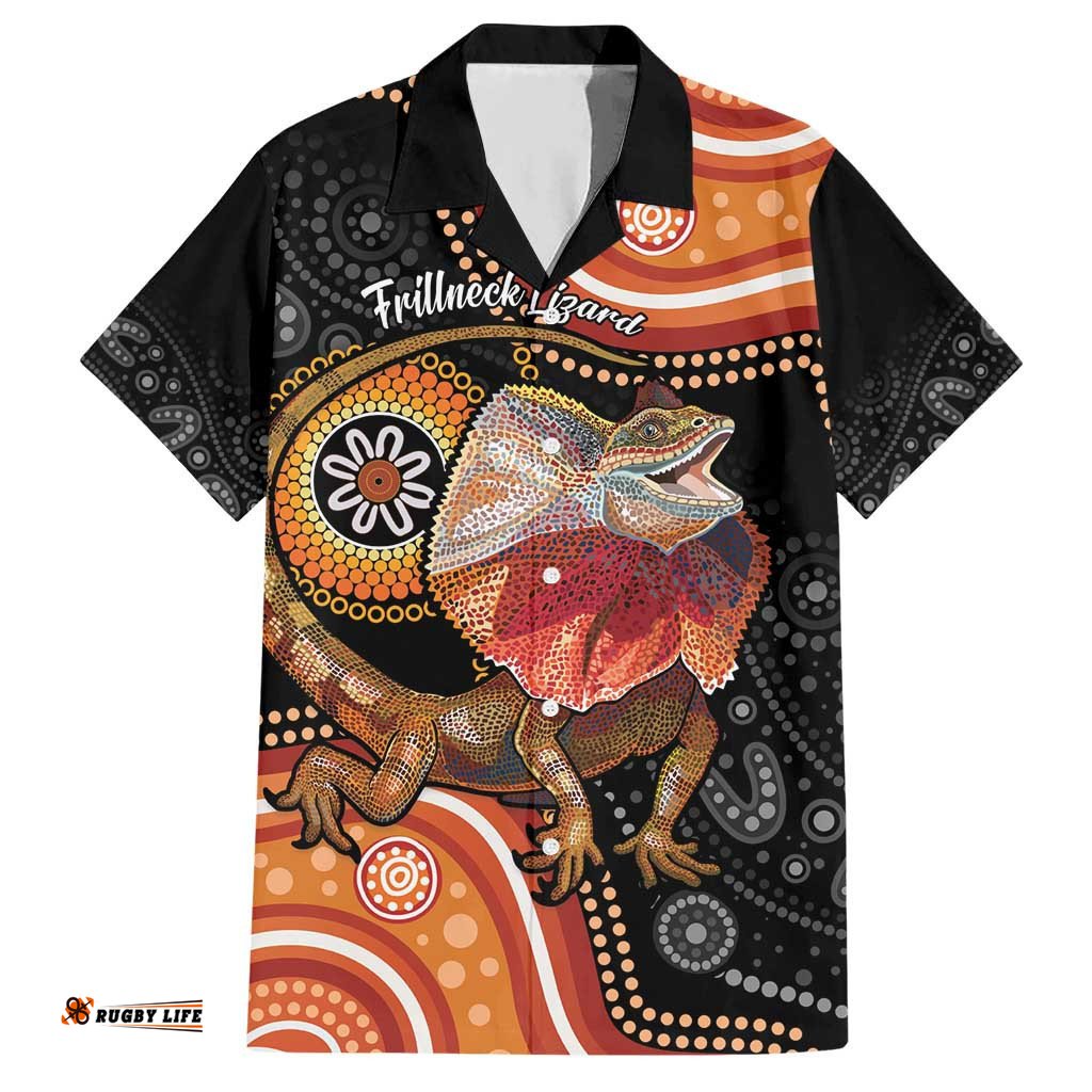 Personalised Australia Frilled Lizard Hawaiian Shirt Aboriginal Art