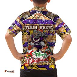 Custom Storm Rugby Merry Christmas Hawaiian Shirt Indigenous Australian Art