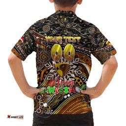 Merry Christmas AFL Hawks Hawaiian Shirt Aboriginal Santa Football Mascot
