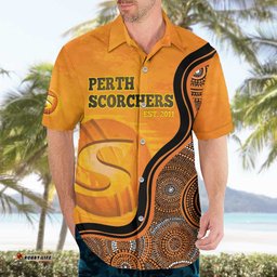 Custom Perth Scorchers Hawaiian Shirt Indigenous Art Grunge Style