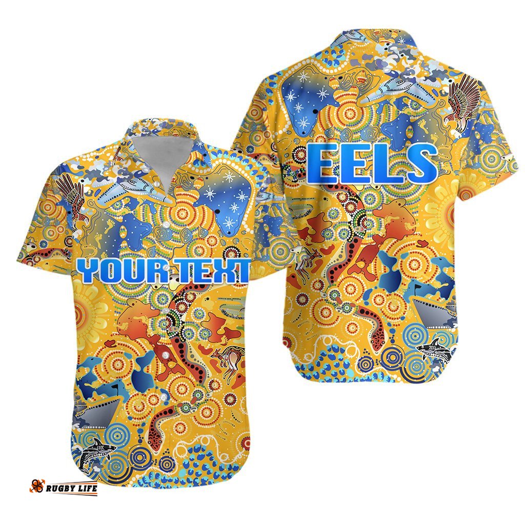 Custom Personalised Parramatta Hawaiian Shirt Eels Indigenous NAIDOC Vibes Gold