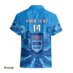Personalised NSW Rugby Hawaiian Shirt Blues Aboriginal Art