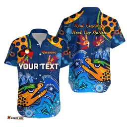 Custom Personalised Parramatta Hawaiian Shirt Eels Indigenous NAIDOC Heal Country! Heal Our Nation Blue