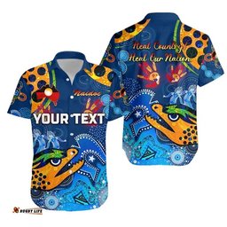 Custom Personalised Parramatta Hawaiian Shirt Eels Indigenous NAIDOC Heal Country! Heal Our Nation Blue