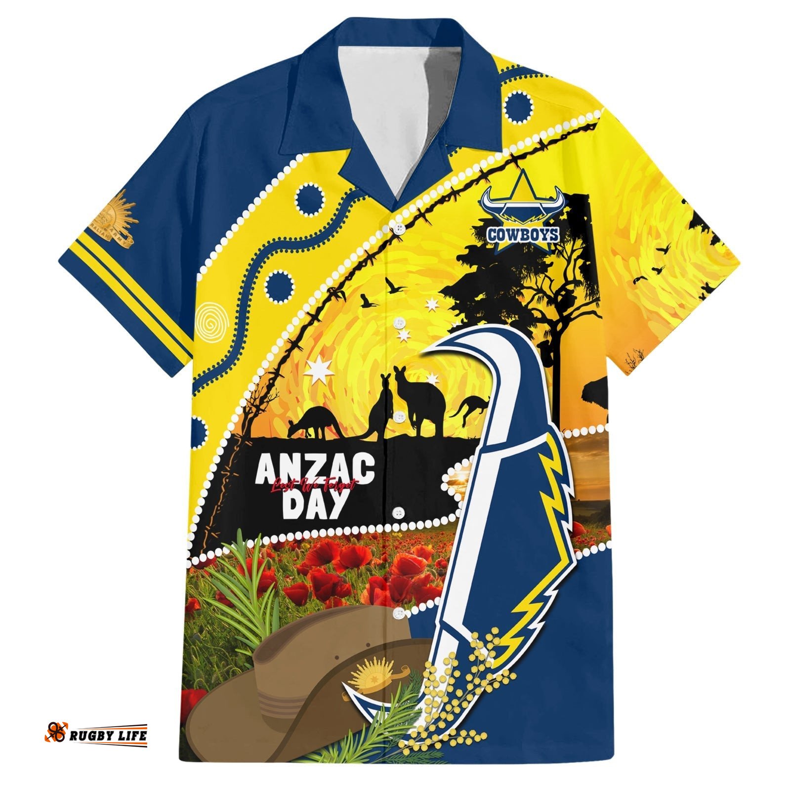 Cowboys ANZAC Day Hawaiian Shirt Rosemary Starring Night Style