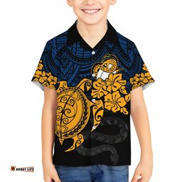 Custom Parra Eels Rugby Hawaiian Shirt Hibiscus and Turtle With Polynesian Pattern