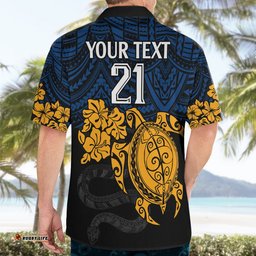 Custom Parra Eels Rugby Hawaiian Shirt Hibiscus and Turtle With Polynesian Pattern