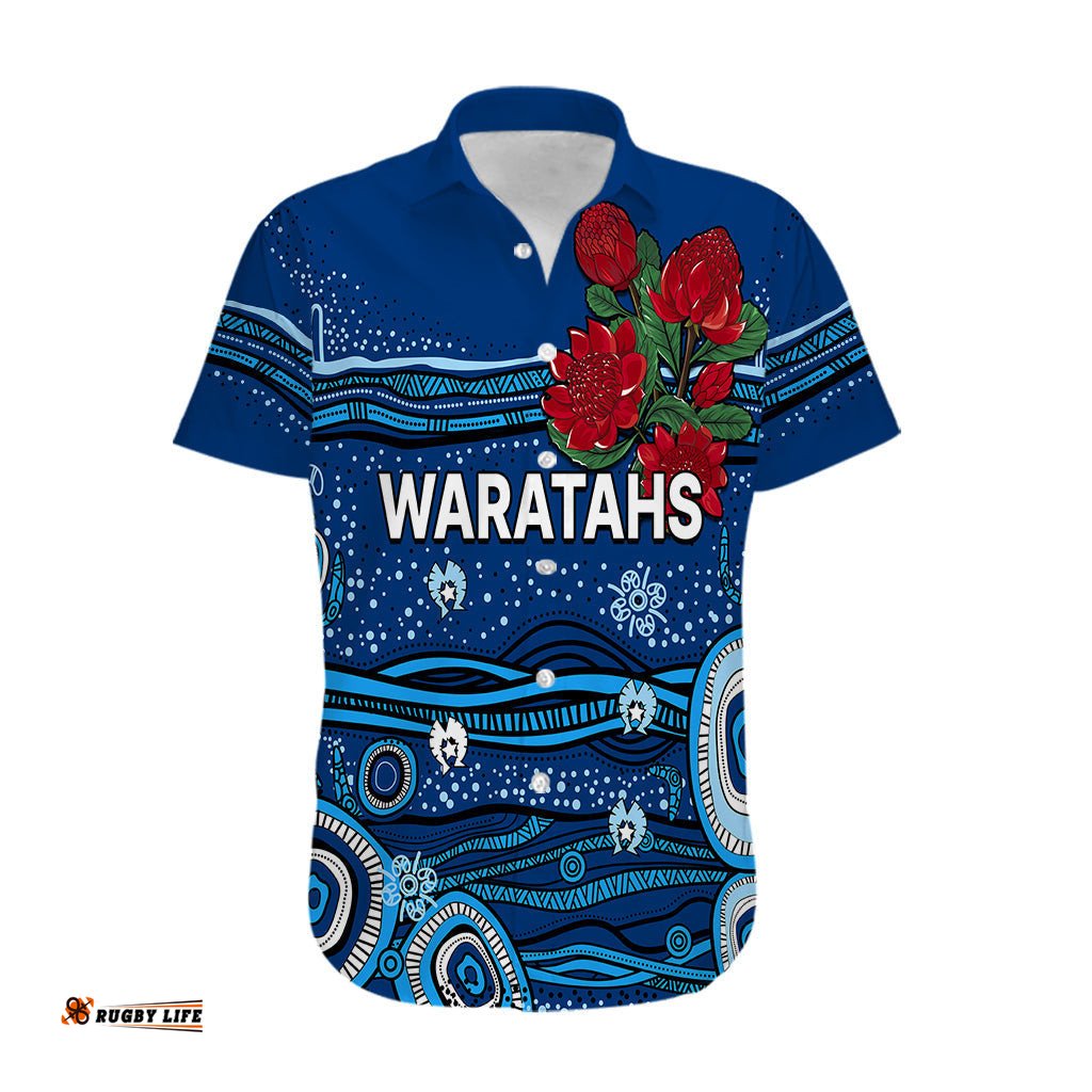 Custom Text And Number NSW Waratahs Rugby Hawaiian Shirt Aboriginal Indigenous