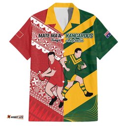 AustraliaTonga Rugby Pacific Custom Hawaiian Shirt The Kangaroos and Mate Ma'a Tonga