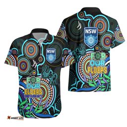 NAIDOC NSW Blues Rugby Hawaiian Shirt New South Wales Indigenous Tribal