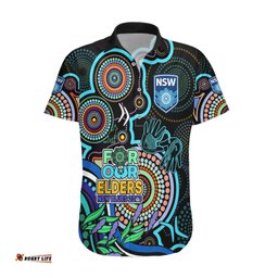 NAIDOC NSW Blues Rugby Hawaiian Shirt New South Wales Indigenous Tribal