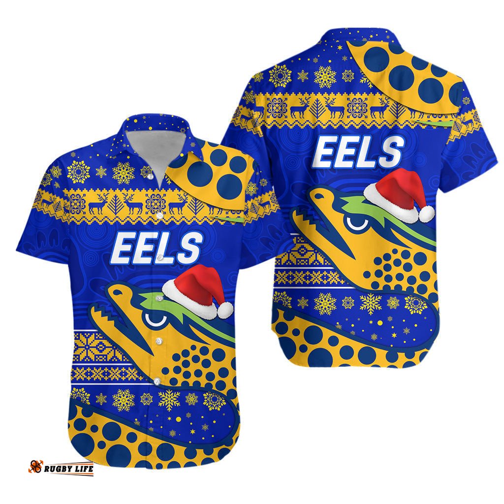 Parramatta Eels Hawaiian Shirt Christmas Simple Style Blue