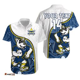 Custom Text And Number Cowboys Rugby Hawaiian Shirt Macost Indigenous Pattern Premiers