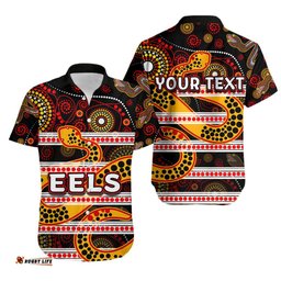 Custom Personalised Parramatta Eels Hawaiian Shirt Tribal Style Black
