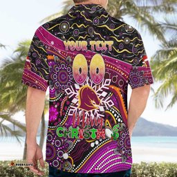 Merry Christmas Broncos Hawaiian Shirt Aboriginal Santa Rugby Mascot Brisbane