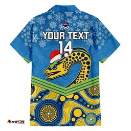 Custom Parramatta Eels Rugby Christmas Hawaiian Shirt Merry Xmas Mix Aboriginal Art