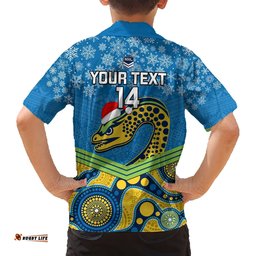Custom Parramatta Eels Rugby Christmas Hawaiian Shirt Merry Xmas Mix Aboriginal Art