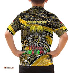Merry Christmas AFL Richmond Tigers Hawaiian Shirt Aboriginal Santa Football Mascot