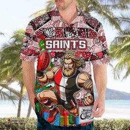 Custom Saints Football Merry Christmas Hawaiian Shirt Indigenous Australian Art