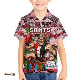 Custom Saints Football Merry Christmas Hawaiian Shirt Indigenous Australian Art