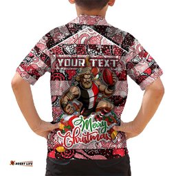 Custom Saints Football Merry Christmas Hawaiian Shirt Indigenous Australian Art