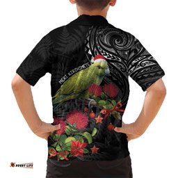 Meri Kirihimete Kakapo Hawaiian Shirt Black Silver Fern Christmas Vibe