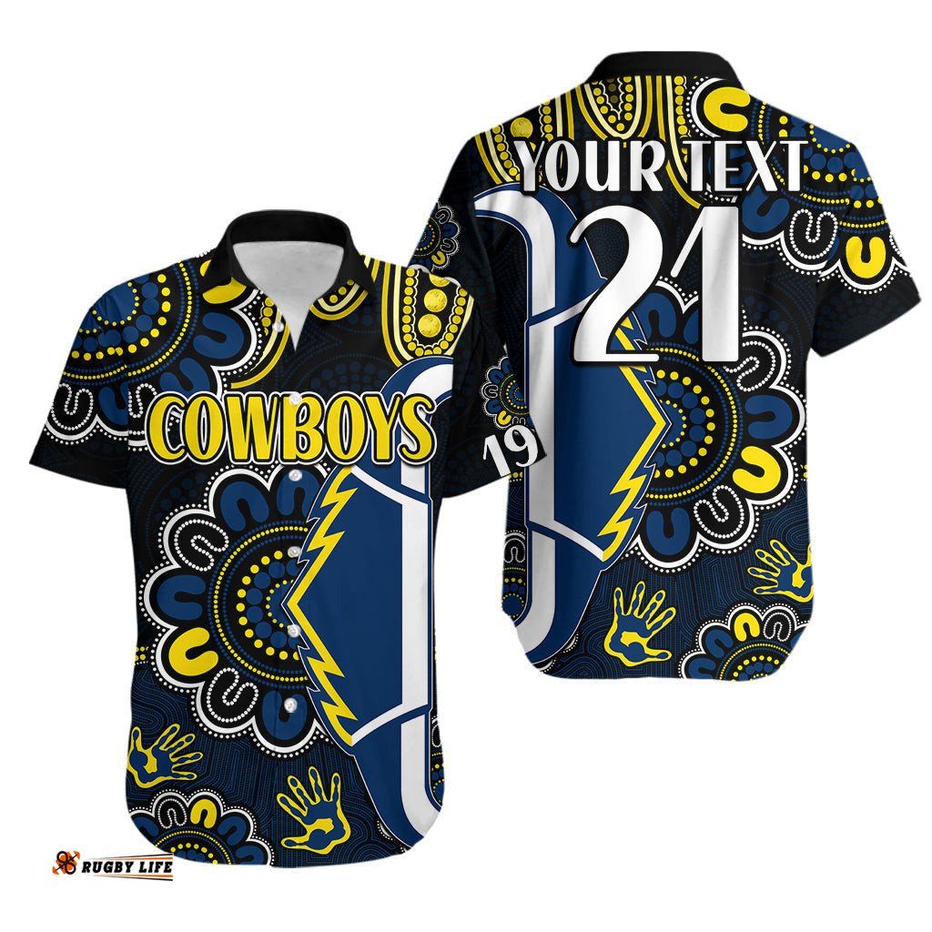 Custom Personalised NRL North Queensland Cowboys Rugby Hawaiian Shirt Est 1992 Aboriginal