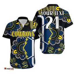 Custom Personalised NRL North Queensland Cowboys Rugby Hawaiian Shirt Est 1992 Aboriginal