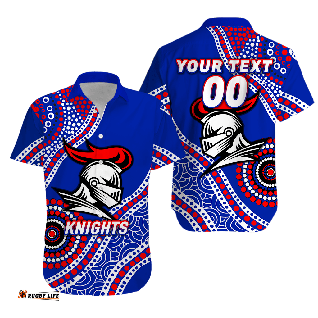 Custom Personalised Knights Rugby Aboriginal Art Hawaiian Shirt