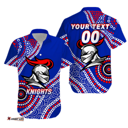 Custom Personalised Knights Rugby Aboriginal Art Hawaiian Shirt