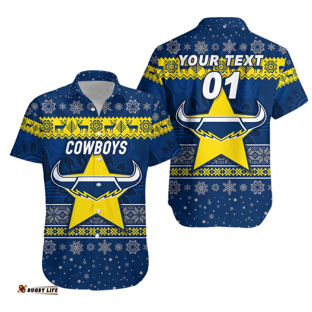 Custom Personalised North Queensland Cowboys Hawaiian Shirt Christmas Simple Style