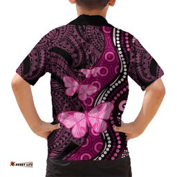 Think Pink Breast Cancer Awareness Hawaiian Shirt Butterfly Aboriginal Mix Polynesian Pattern