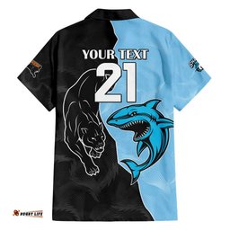 NRL PanthersShark Mascot Custom Hawaiian Shirt Cracked Metal Style