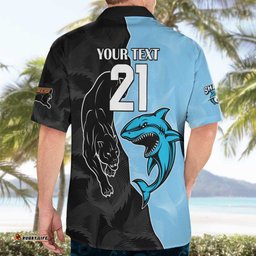 NRL PanthersShark Mascot Custom Hawaiian Shirt Cracked Metal Style
