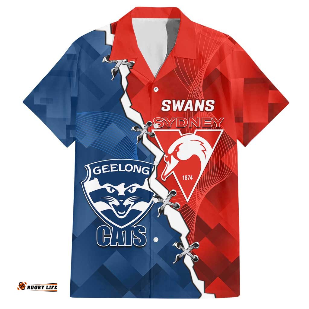 Custom Swans And Cats Football Hawaiian Shirt 2024 Together Dynamic Version