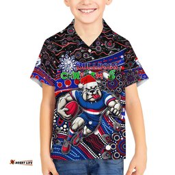 Merry Christmas AFL Bulldogs Hawaiian Shirt Aboriginal Santa Football Mascot