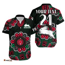 Custom Personalised NRL Rabbitohs Rugby Hawaiian Shirt The Bunnies 1908 Aboriginal