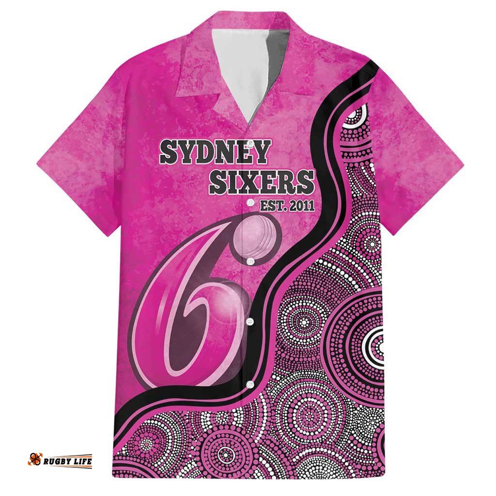 Custom Sydney Sixers Hawaiian Shirt Indigenous Art Grunge Style