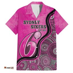 Custom Sydney Sixers Hawaiian Shirt Indigenous Art Grunge Style