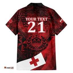 Custom Tonga XIII Rugby Tribal Tattoo Hawaiian Shirt Mate Ma'a Tonga Kupesi Ngatu Grunge Style