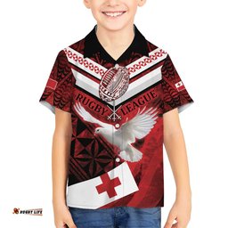 Custom Tonga XIII Rugby Tribal Tattoo Hawaiian Shirt Mate Ma'a Tonga Kupesi Ngatu Grunge Style