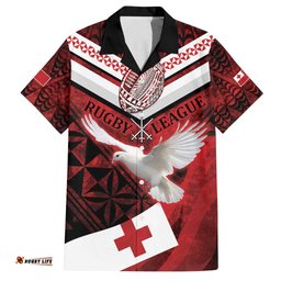 Custom Tonga XIII Rugby Tribal Tattoo Hawaiian Shirt Mate Ma'a Tonga Kupesi Ngatu Grunge Style