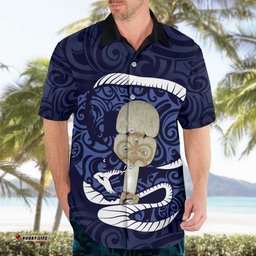 Blue New Zealand Eel Hawaiian Shirt Aotearoa Maori Tuna With Kotiate Weapon