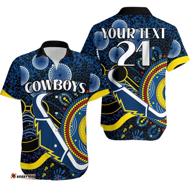 Custom Personalised Cowboys Rugby Hawaiian Shirt Aboriginal Dots Version