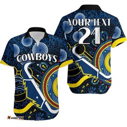 Custom Personalised Cowboys Rugby Hawaiian Shirt Aboriginal Dots Version