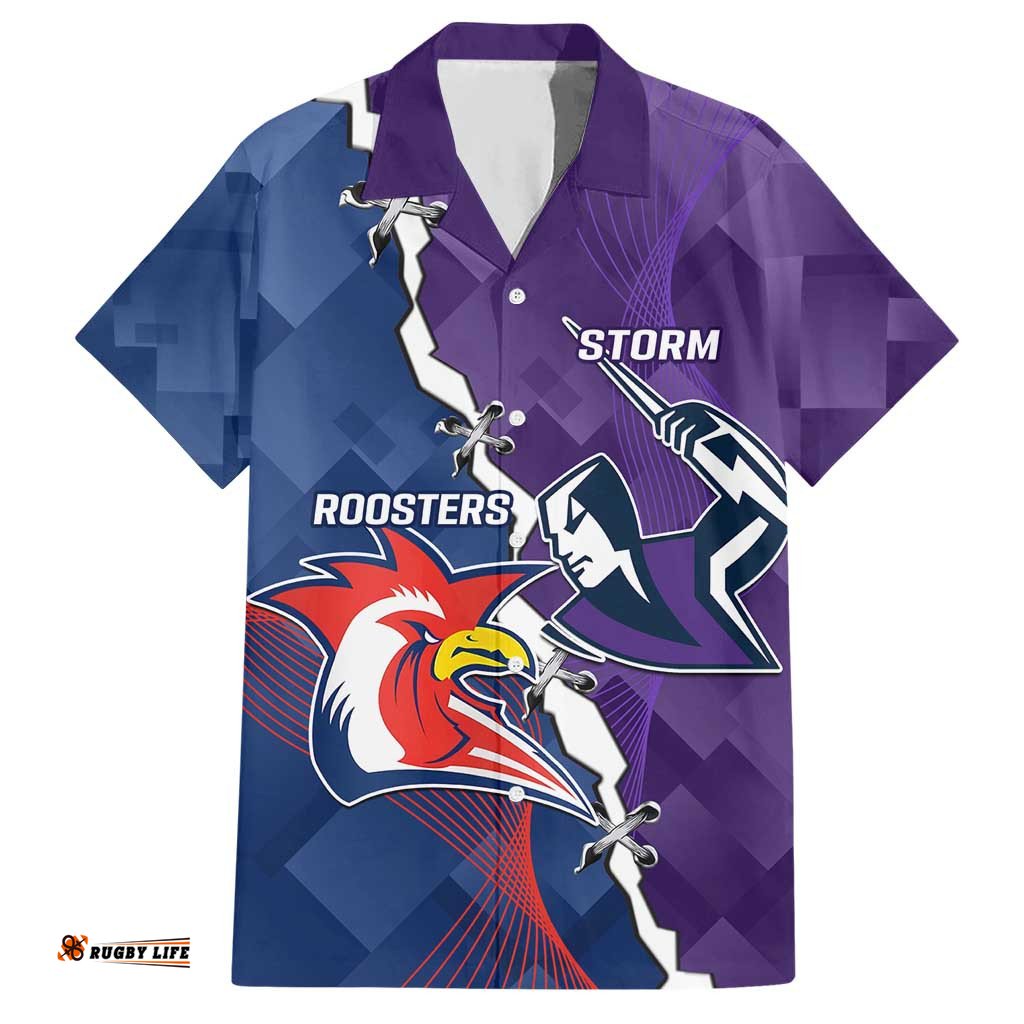 Custom NRL Storm And Roosters Rugby 2024 Hawaiian Shirt Go Champions Dynamic Version