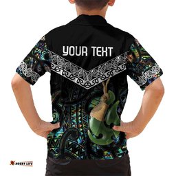 Personalised Maori Manaia Hawaiian Shirt New Zealand Tribal Hei Matau Papua Shell