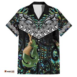 Personalised Maori Manaia Hawaiian Shirt New Zealand Tribal Hei Matau Papua Shell