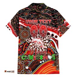 Merry Christmas Dolphins Hawaiian Shirt Aboriginal Santa Rugby Mascot Redcliffe